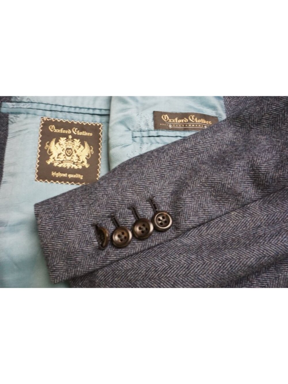Oxxford Clothes Highest Quality Blue Herringbone Flannel Sport Coat Jacket 58L